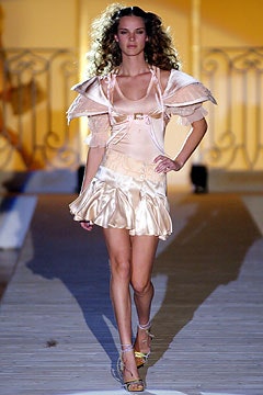 pink silk ruffled mini-dress