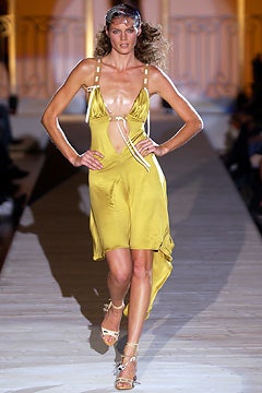 fitted yellow silk dress