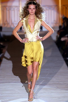 fitted yellow silk dress
