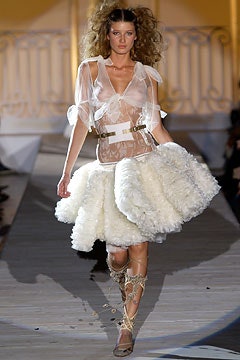 white sheer top with ruffled skirt
