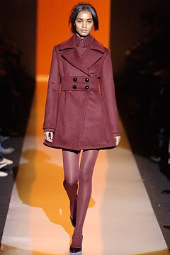 maroon fitted coat with leggings