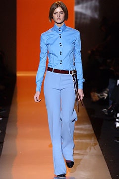 blue fitted shirt and pants