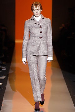 brown checked tailored suit