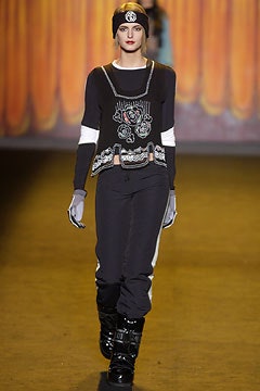 black and white embroidered top with relaxed pants