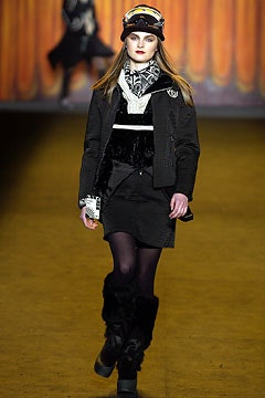 black fitted jacket and skirt