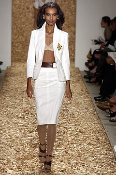 white tailored blazer with pencil skirt