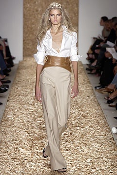 white fitted shirt beige pants