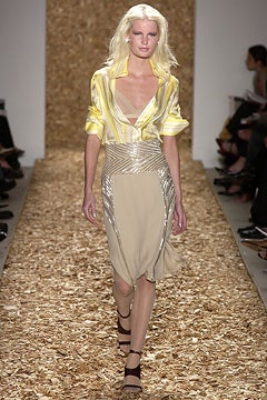 yellow silk long-sleeve v-neck fitted buttoned shirt