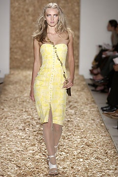 fitted yellow strapless dress