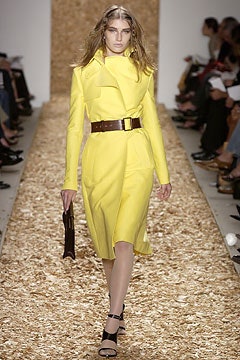 fitted yellow belted midi dress