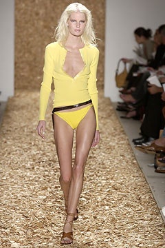 yellow sleeveless low-cut fitted bikini