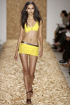 yellow cotton sleeveless halter fitted ruched bikini
