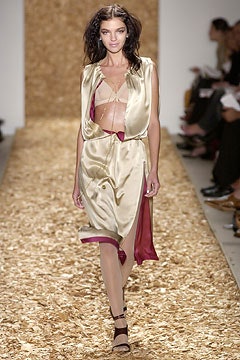 gold silk sleeveless v-neck fitted draped belted dress