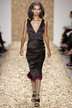 fitted black silk midi dress