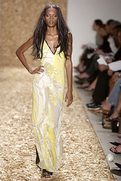 yellow and gray printed gown