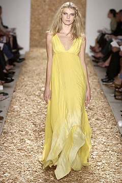 yellow silk sleeveless gown