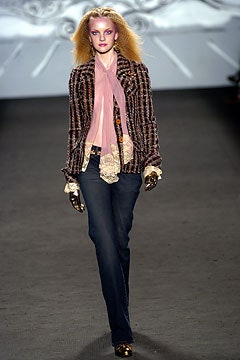 brown tweed tailored jacket with denim pants