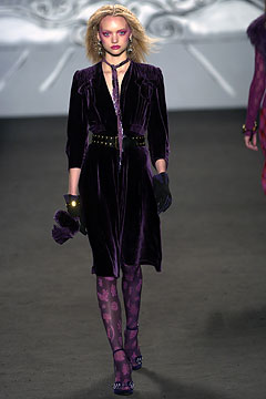 purple velvet long-sleeve collared fitted belted midi dress