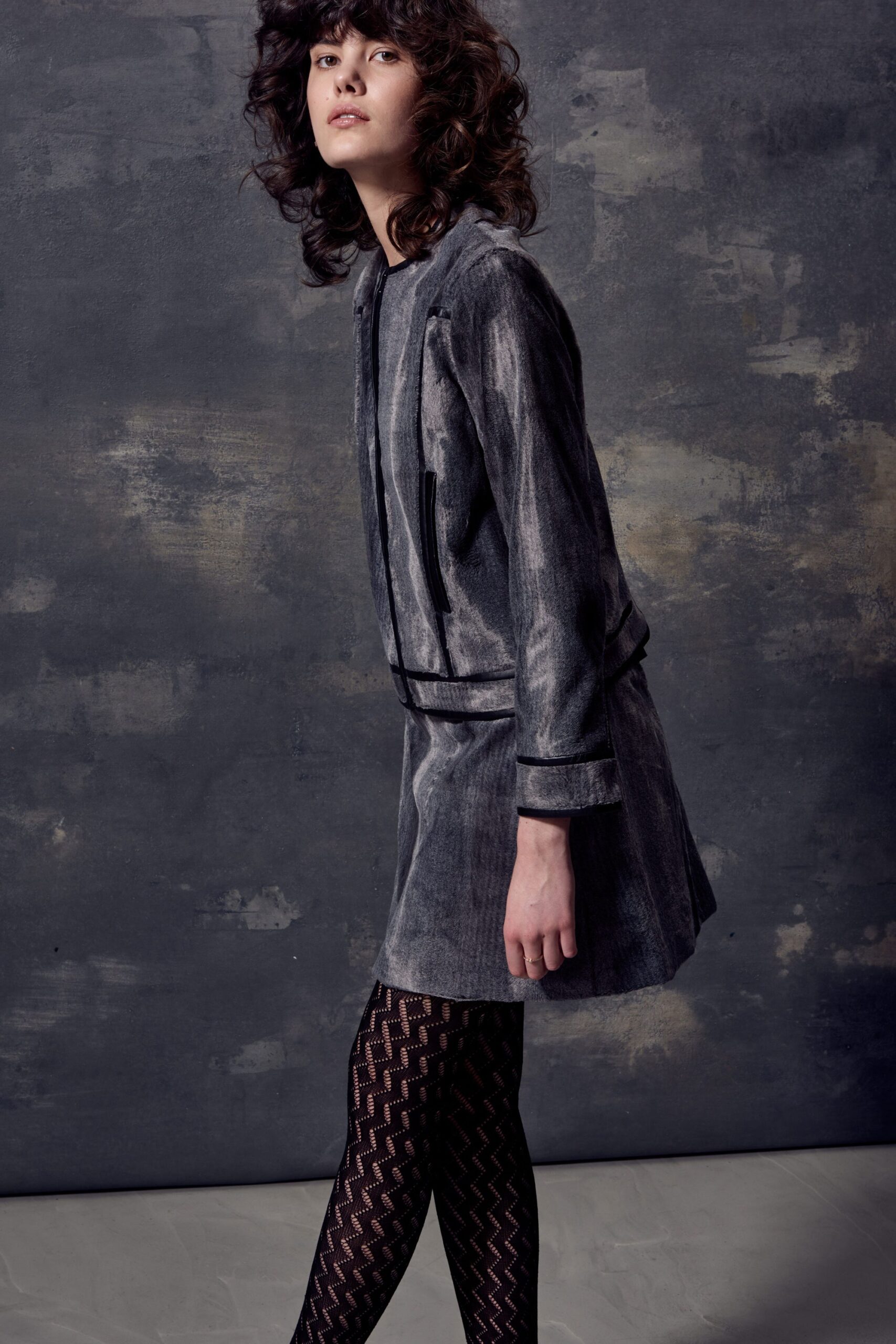 gray fitted collared dress
