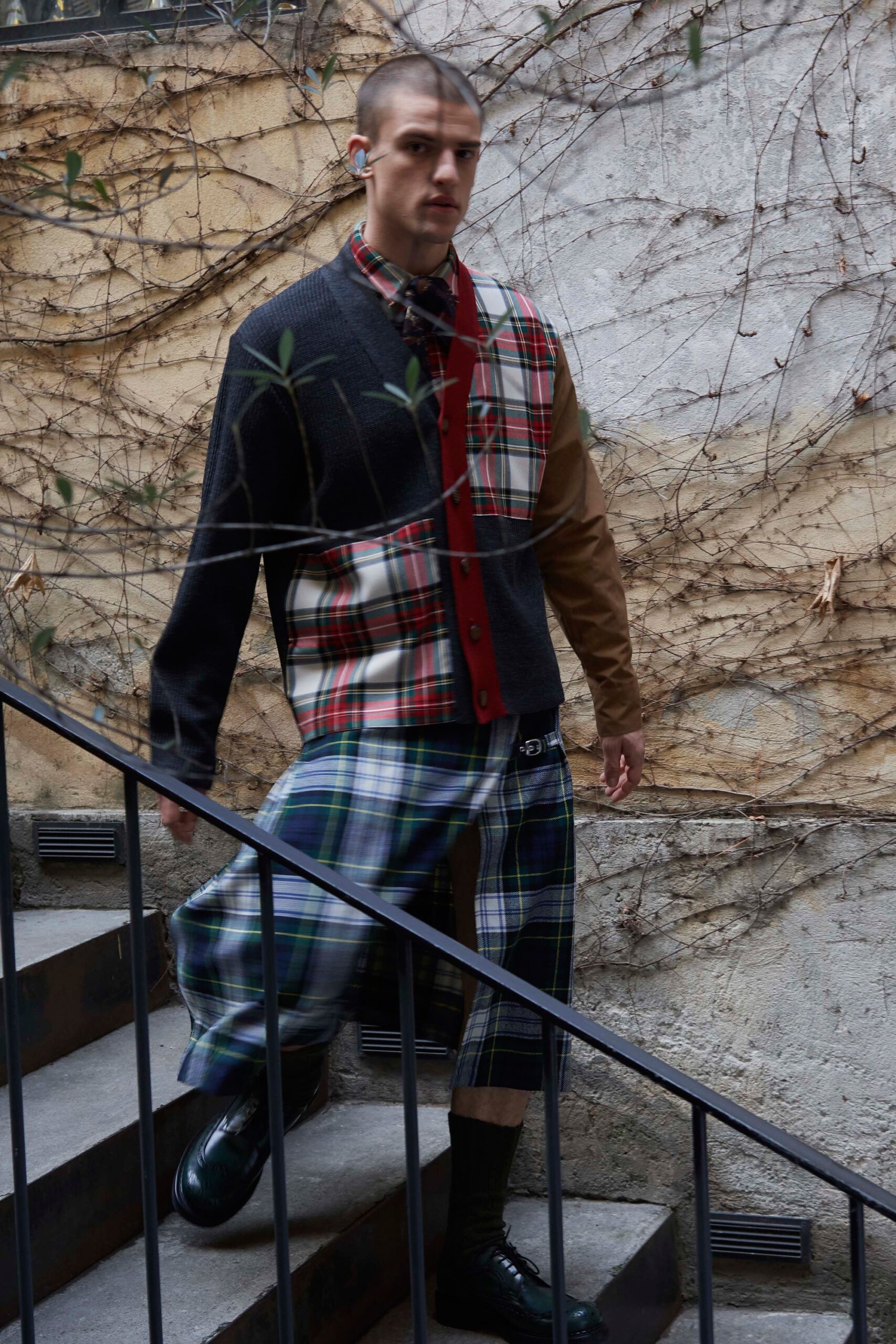 plaid cardigan and pants