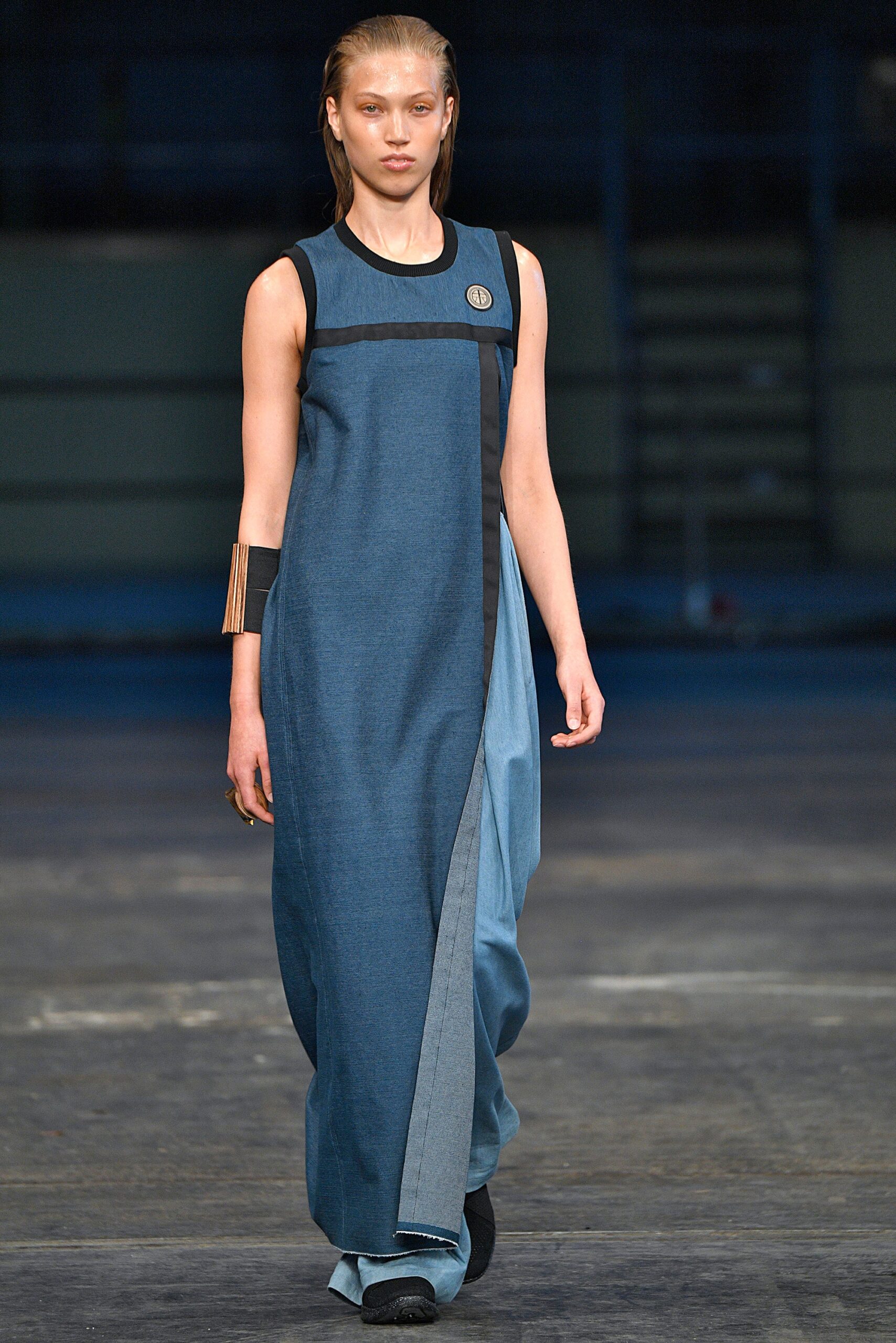 blue denim sleeveless dress