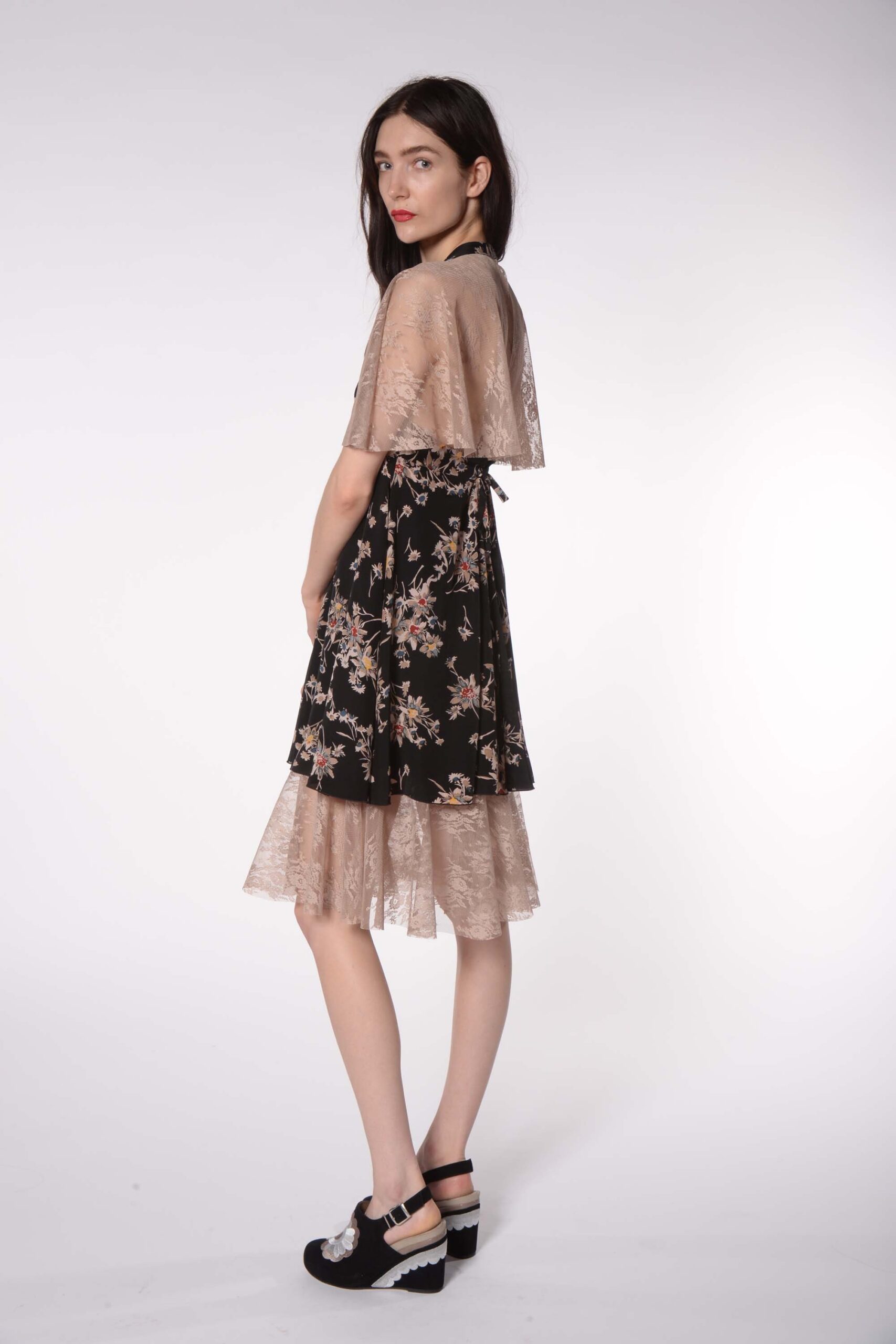 black and beige layered dress