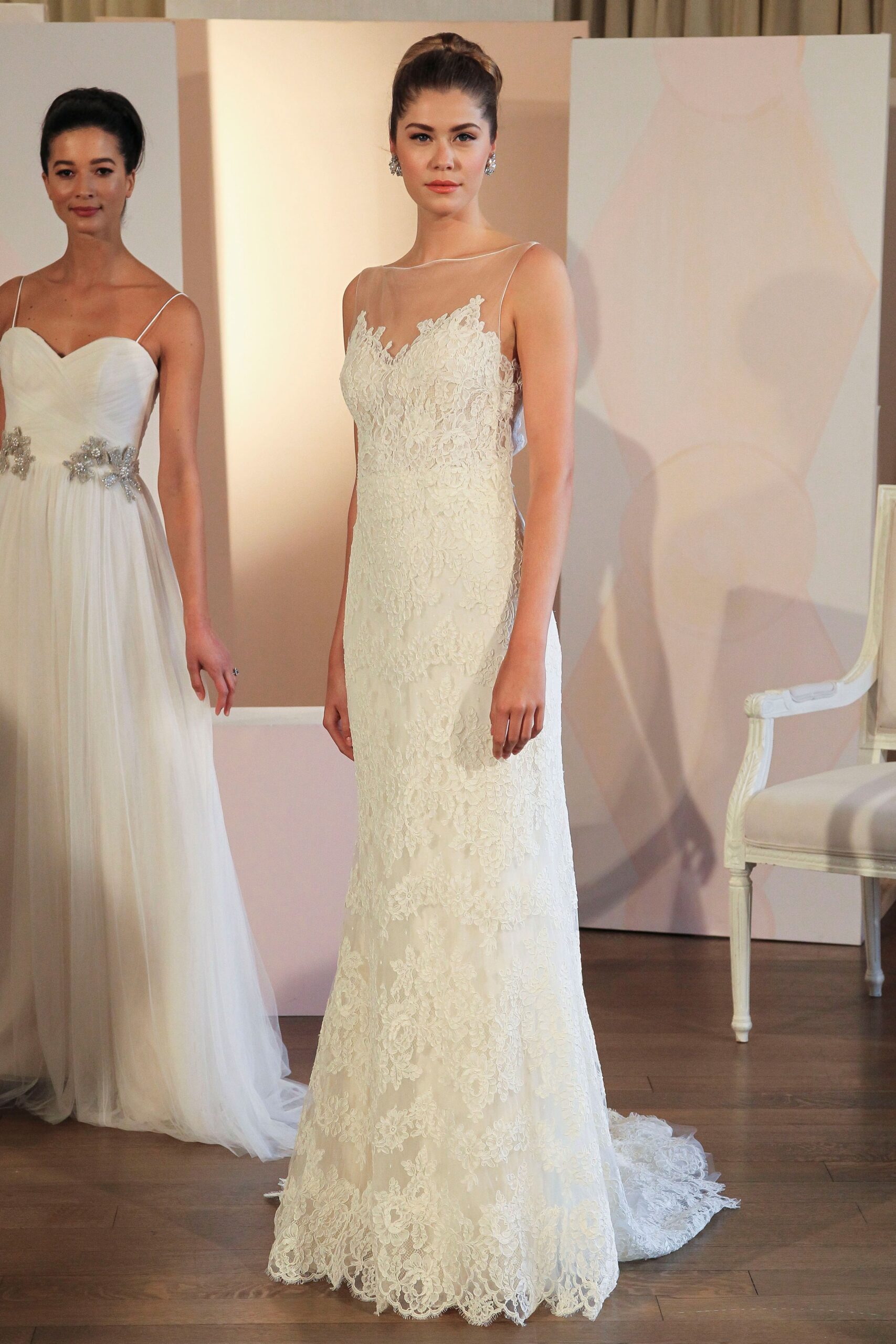 white lace fitted gown