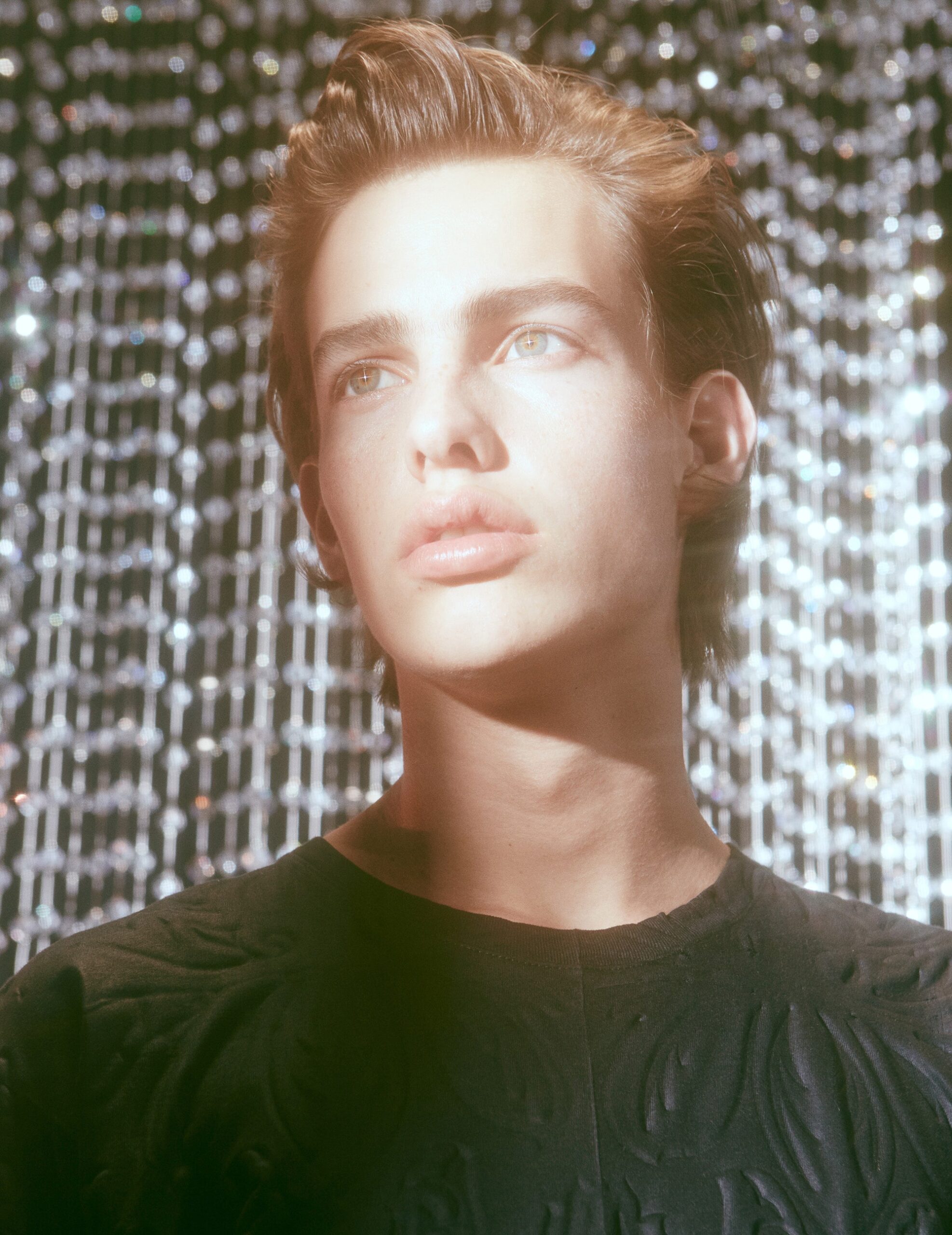 black fitted embroidered top