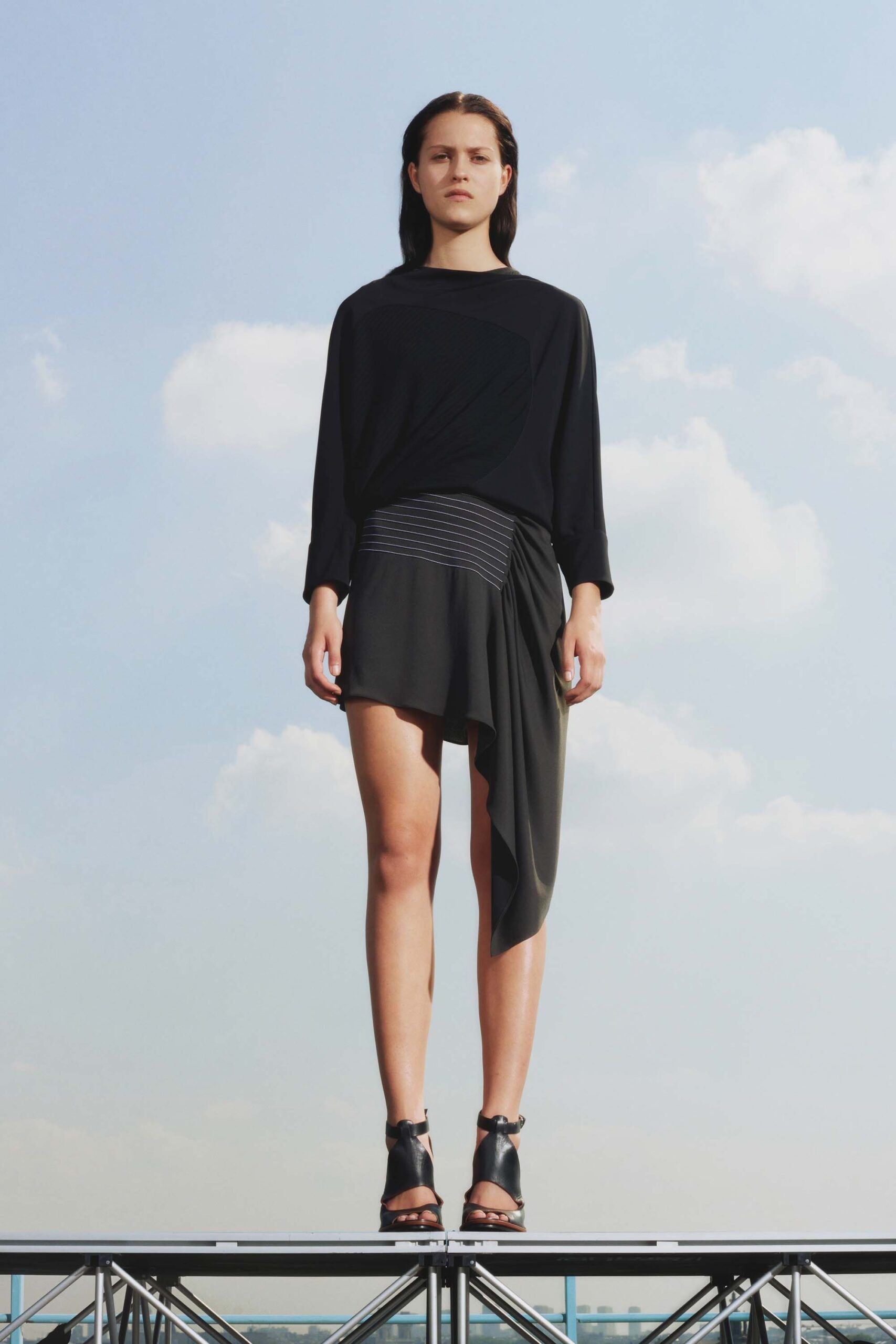 black fitted asymmetric dress
