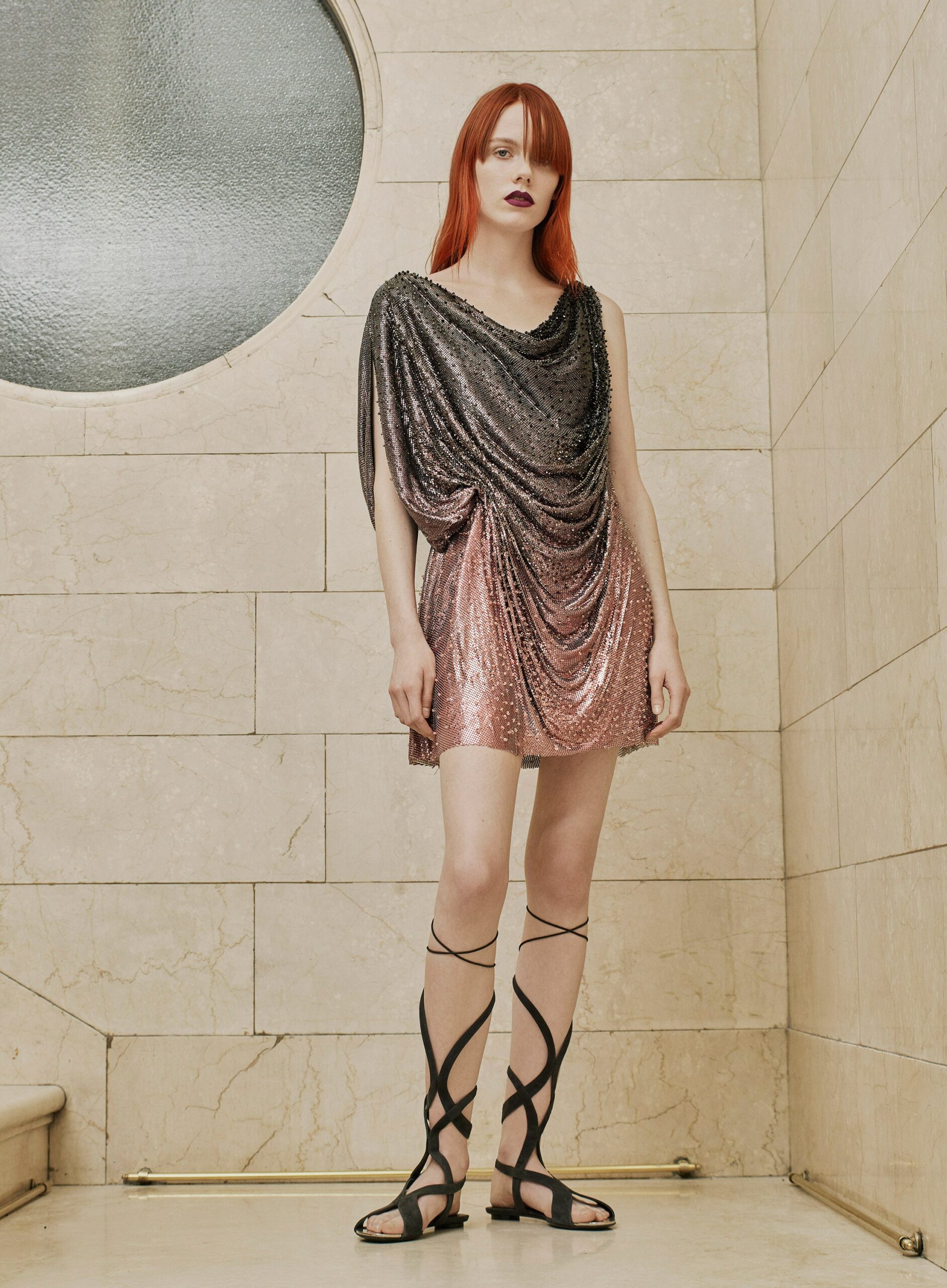 black and pink sequin dress
