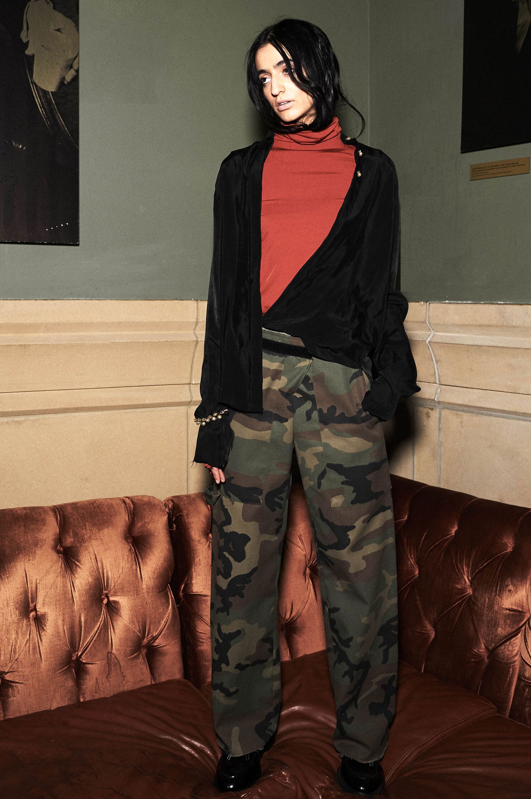 green relaxed cargo pants