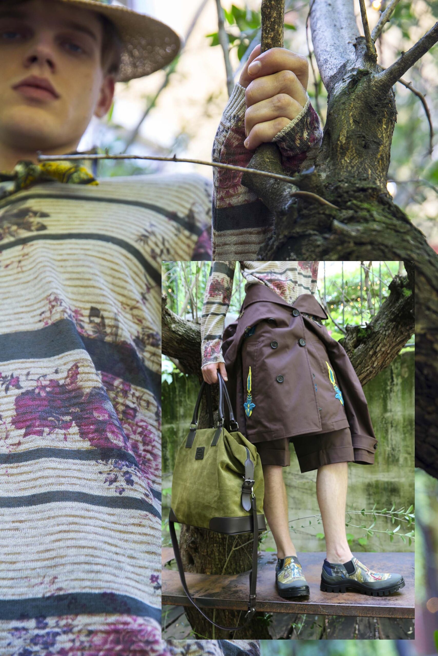 green leather bag