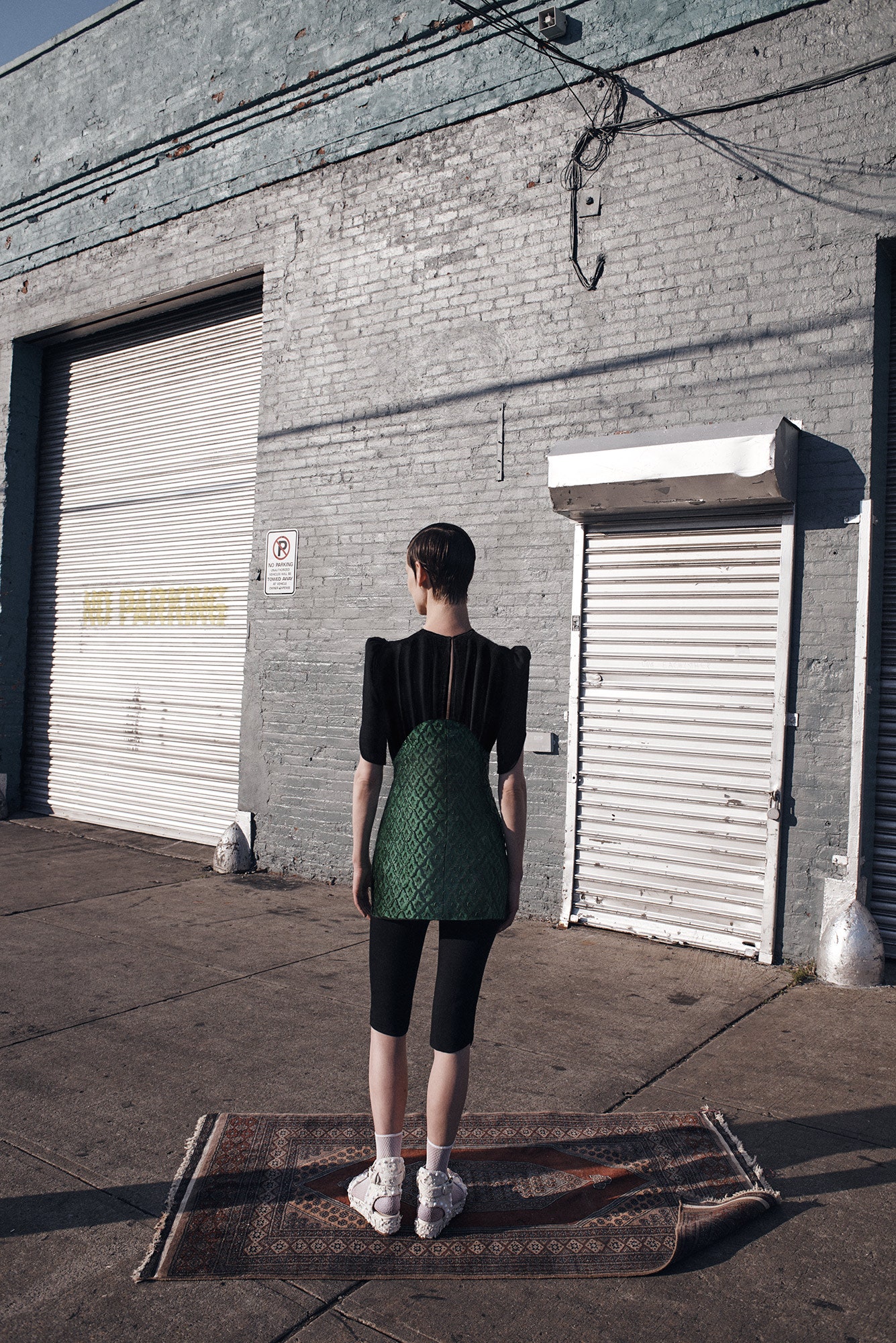 green silk asymmetric fitted skirt