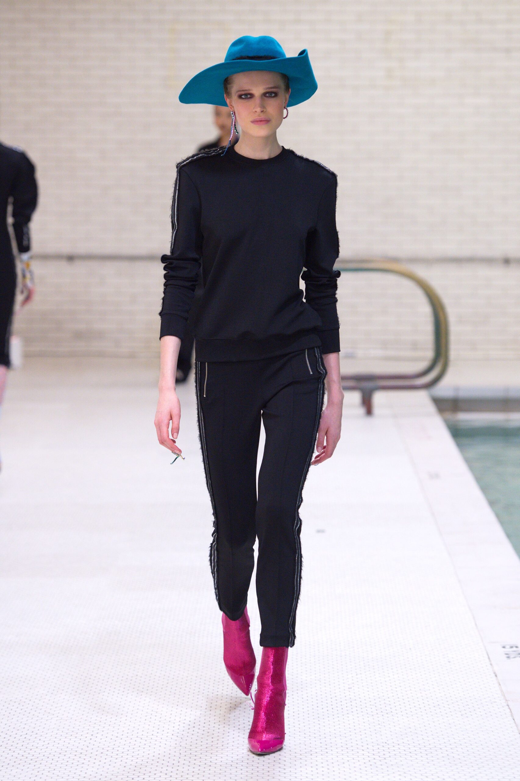 black fitted top and pants