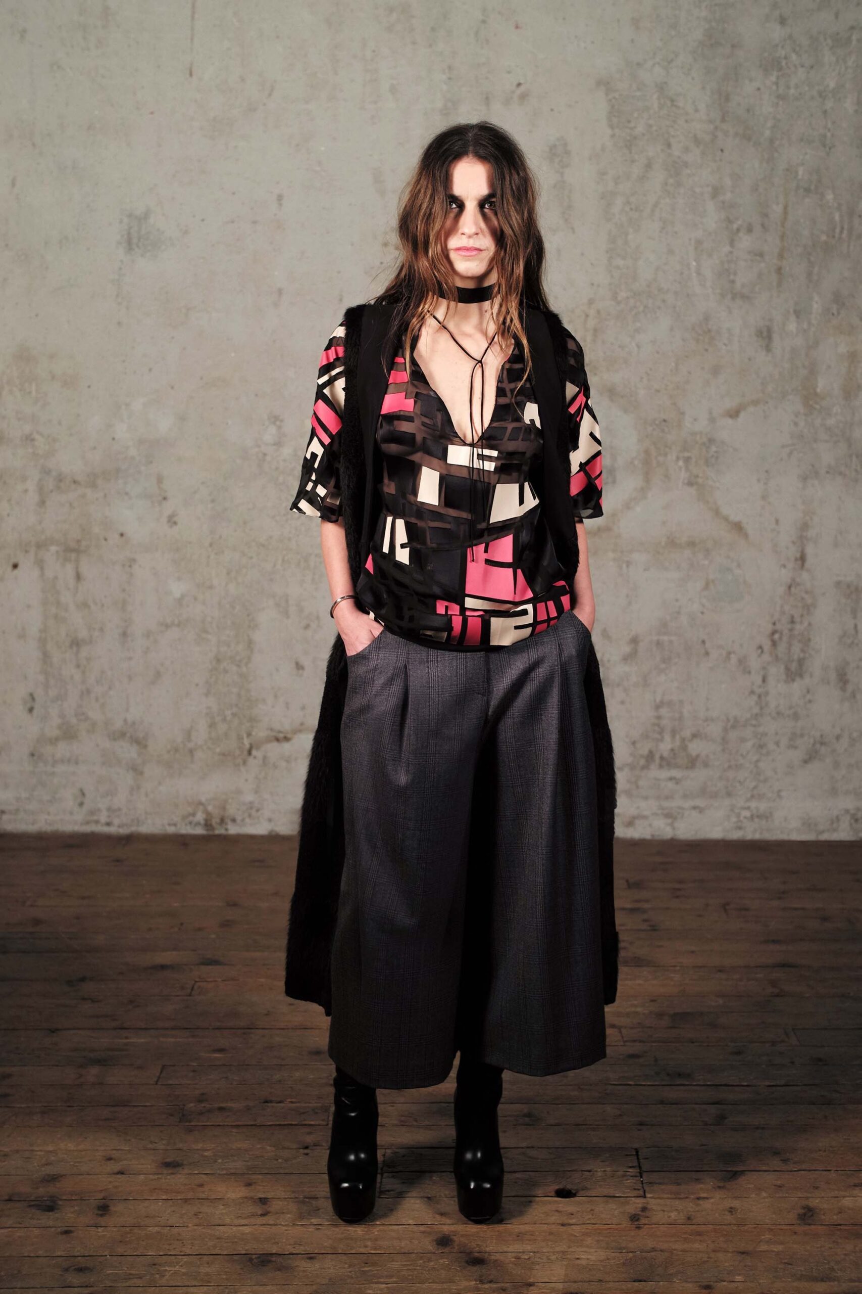 relaxed printed top with wide-leg pants