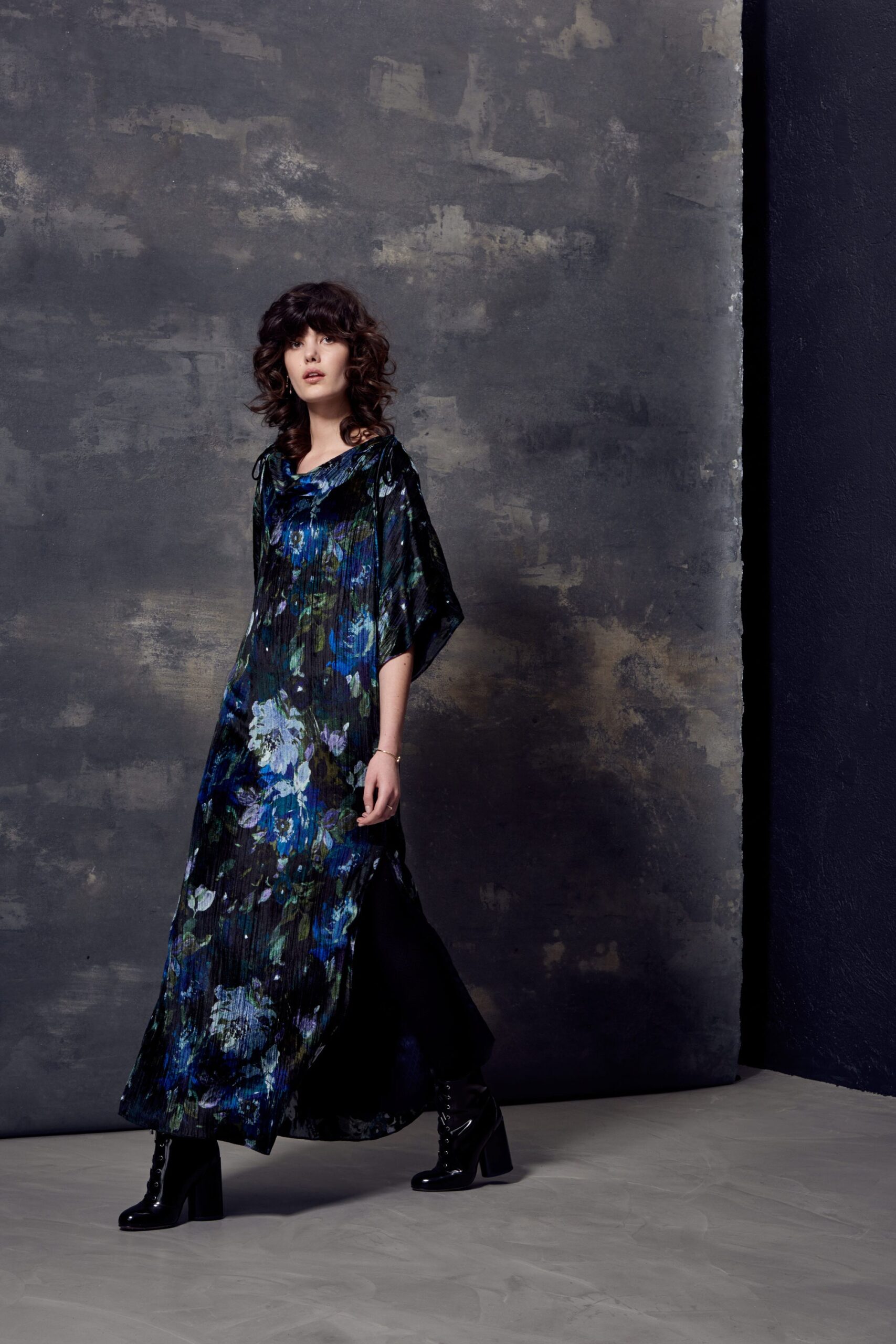 blue printed maxi dress