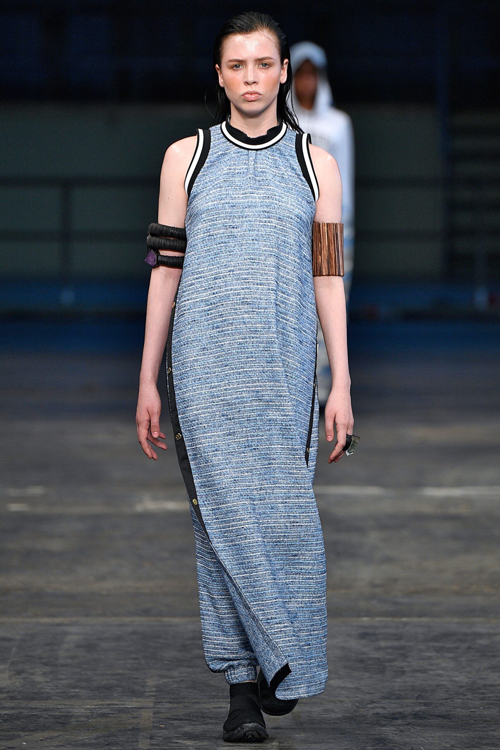 blue cotton sleeveless maxi dress