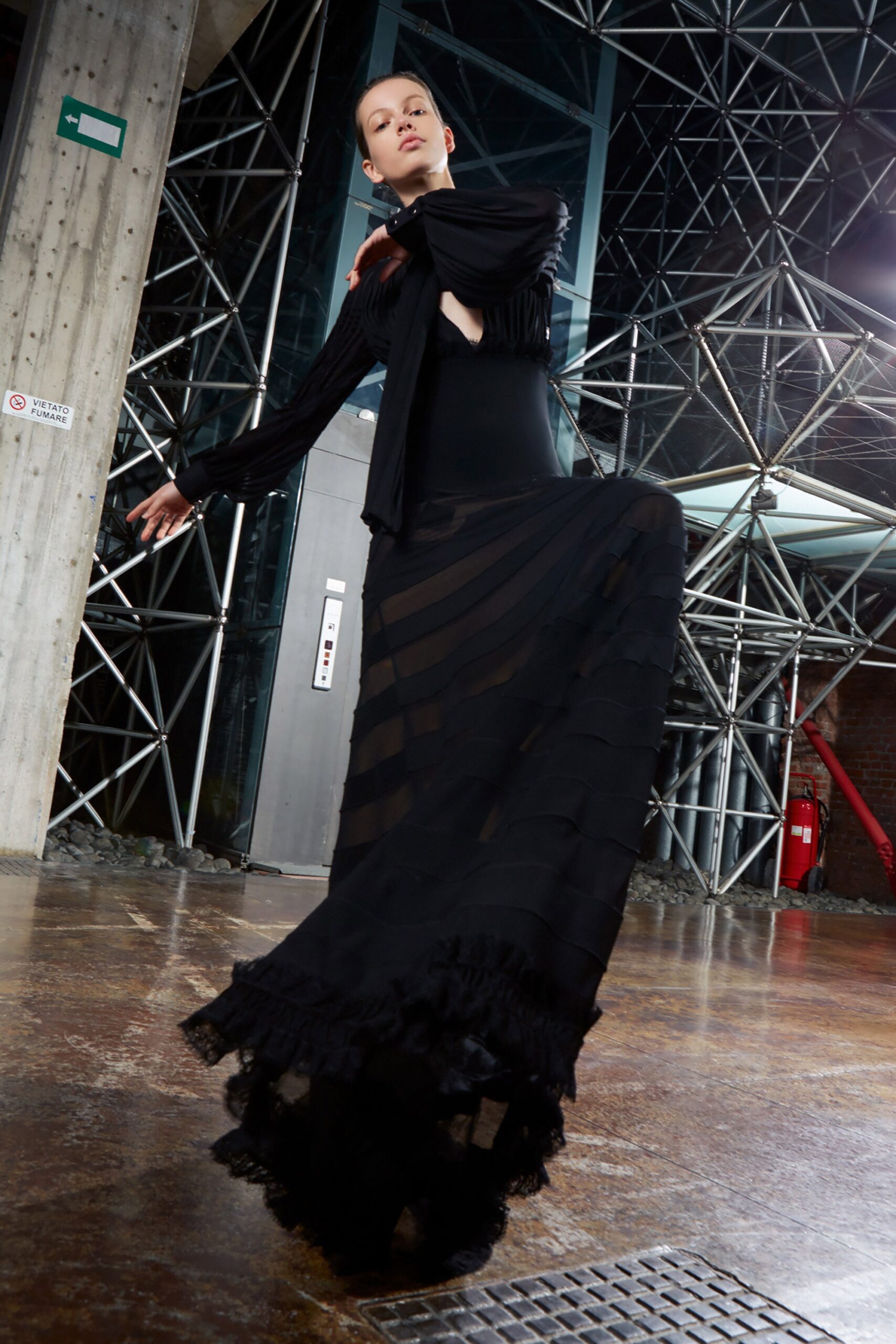 black silk sleeveless maxi dress