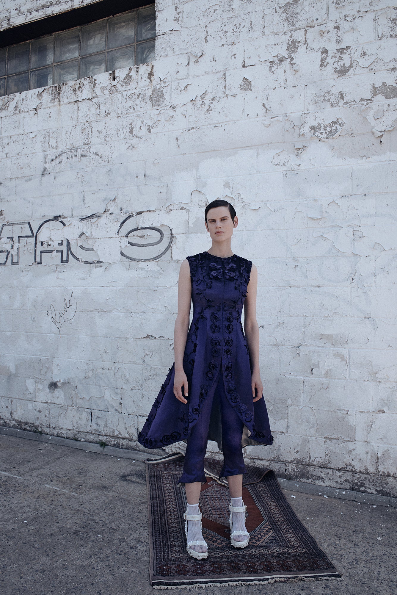 blue silk sleeveless dress