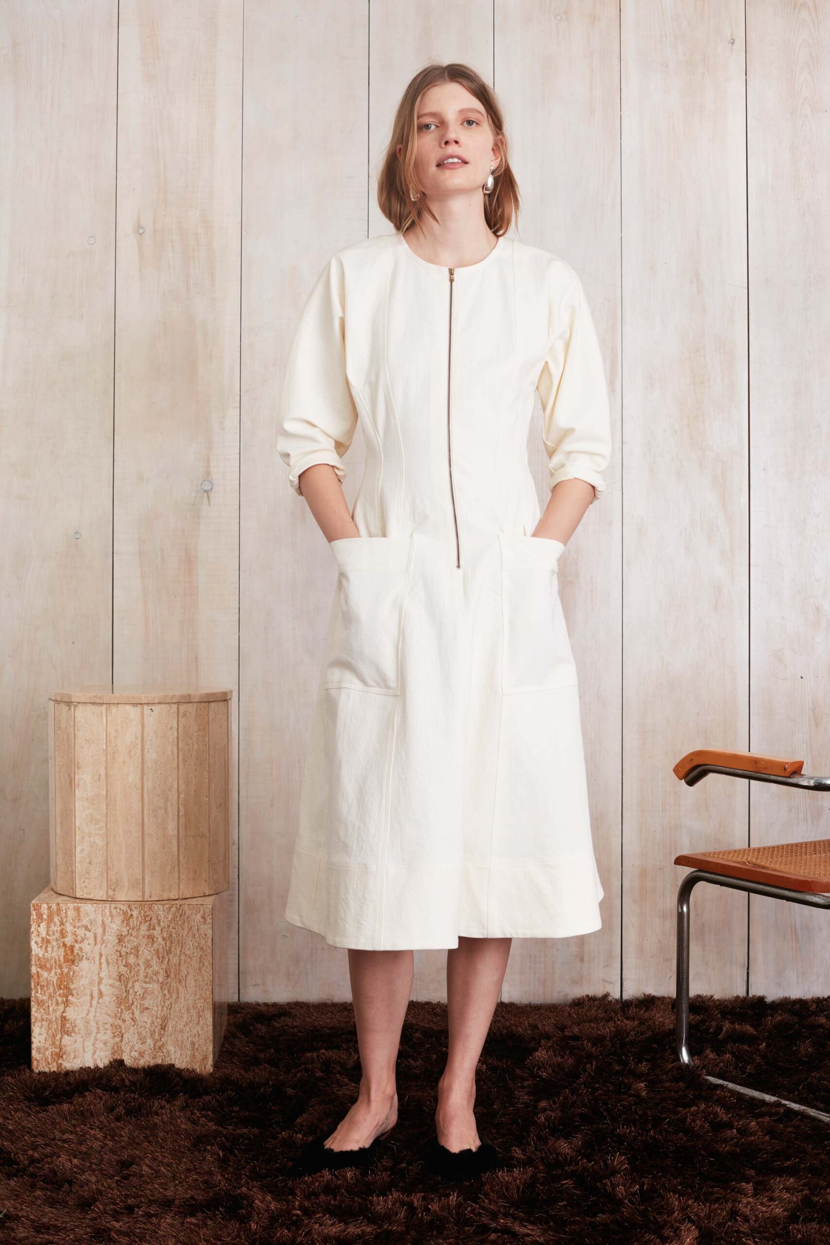 relaxed white cotton dress