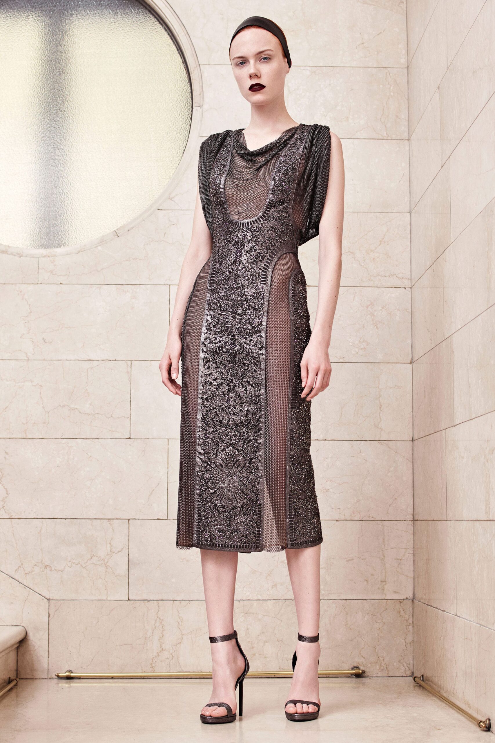 black silk sleeveless dress