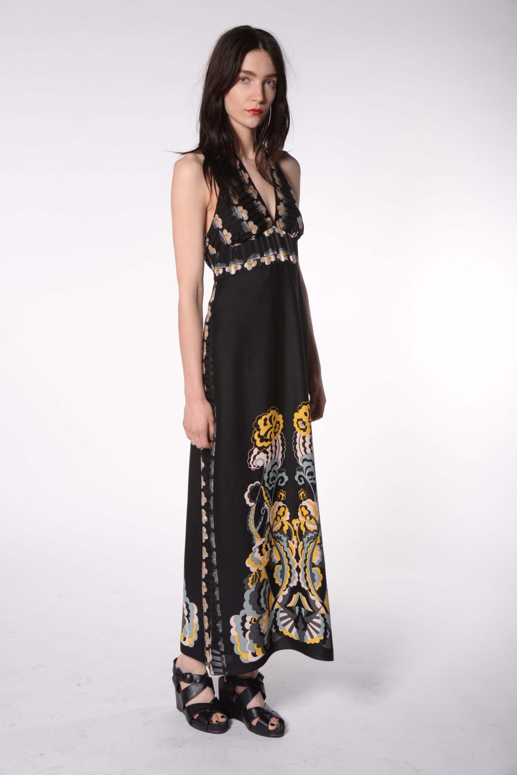 black printed maxi dress