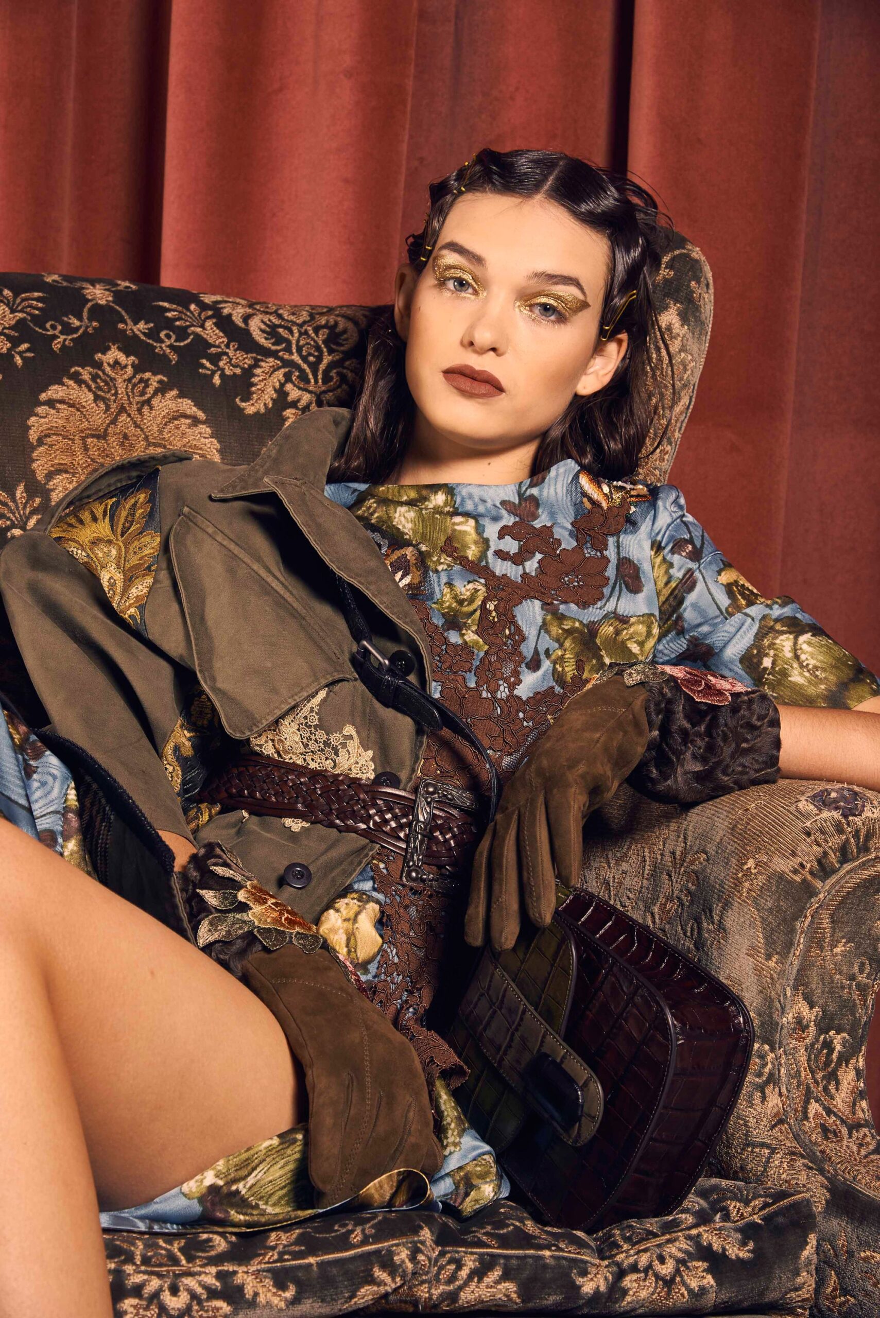 floral mini dress with coat