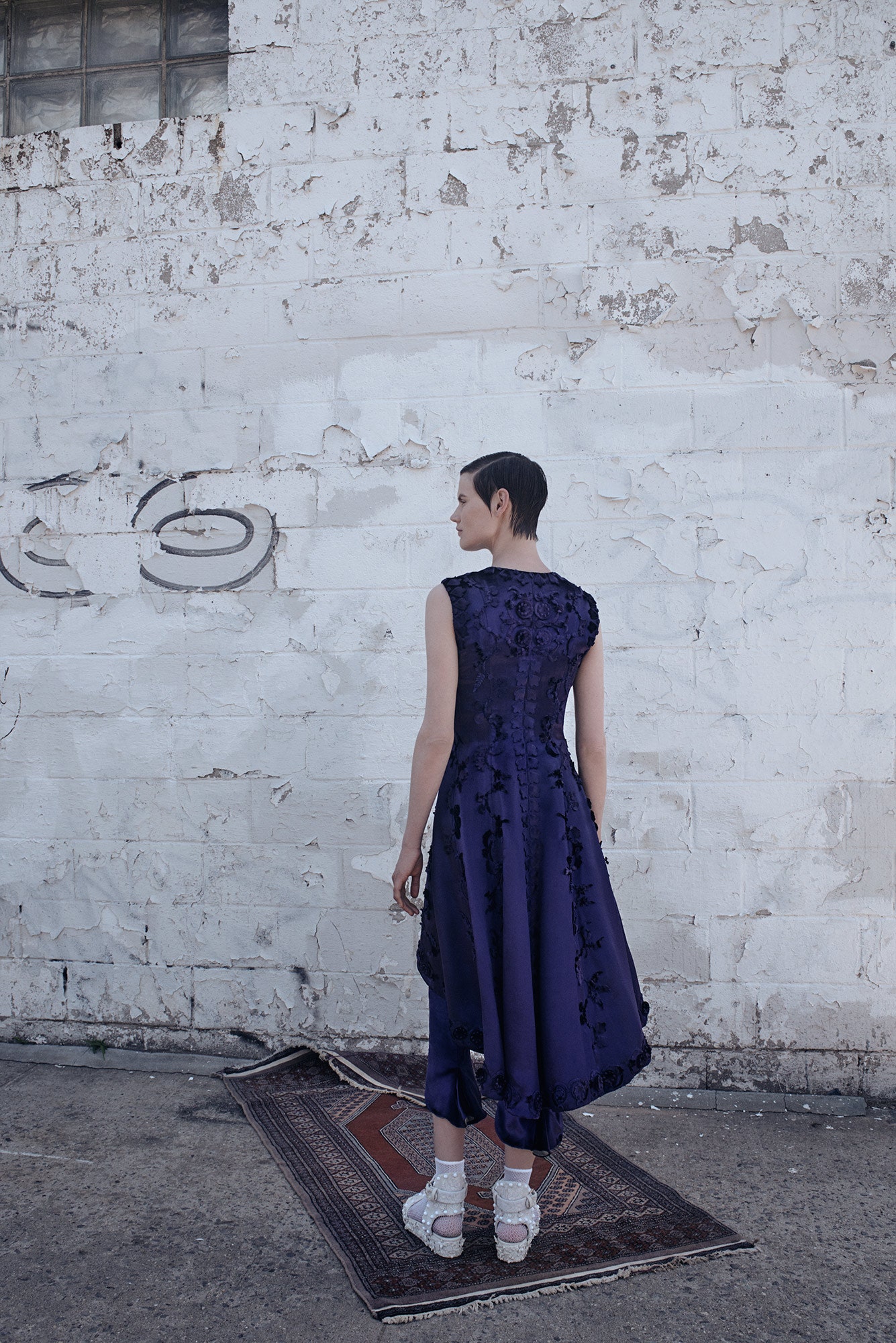 purple silk sleeveless dress