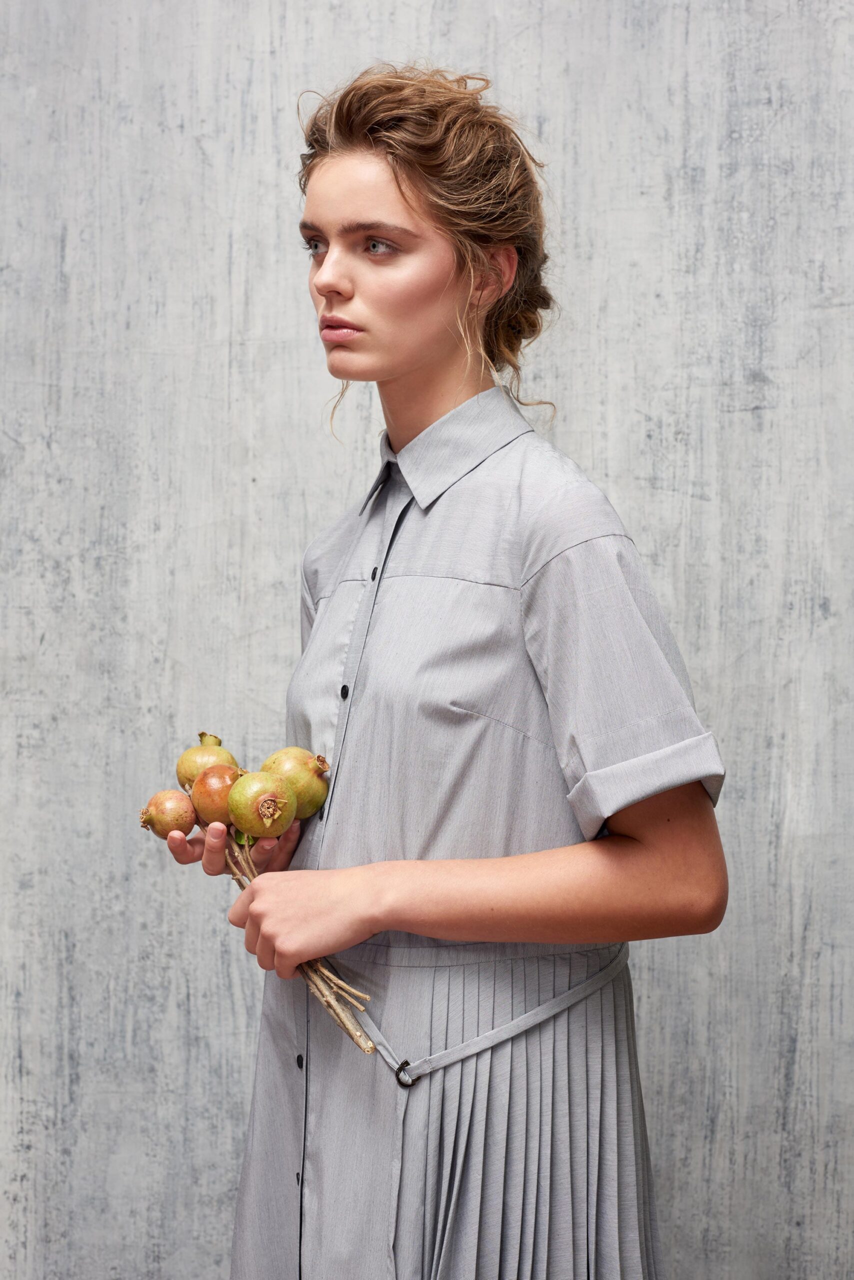 gray cotton relaxed midi dress