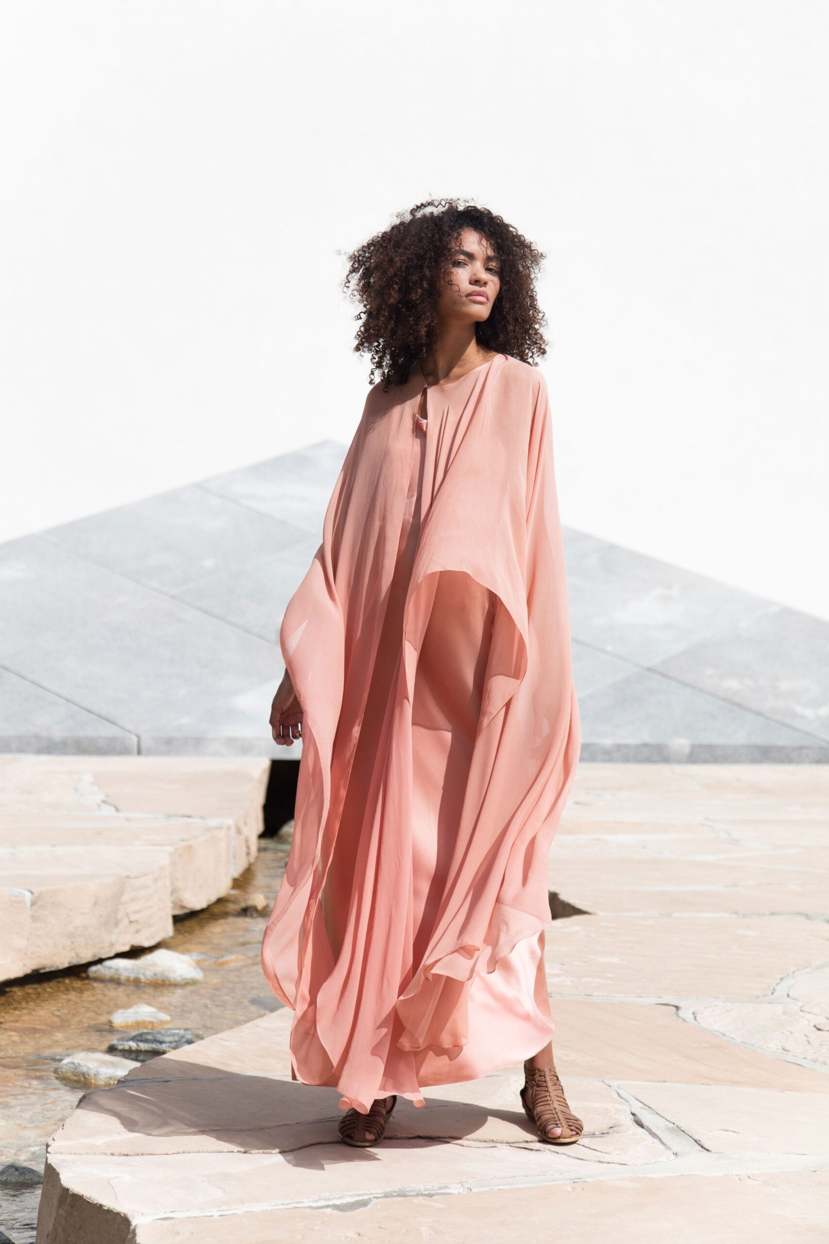 pink silk relaxed maxi dress