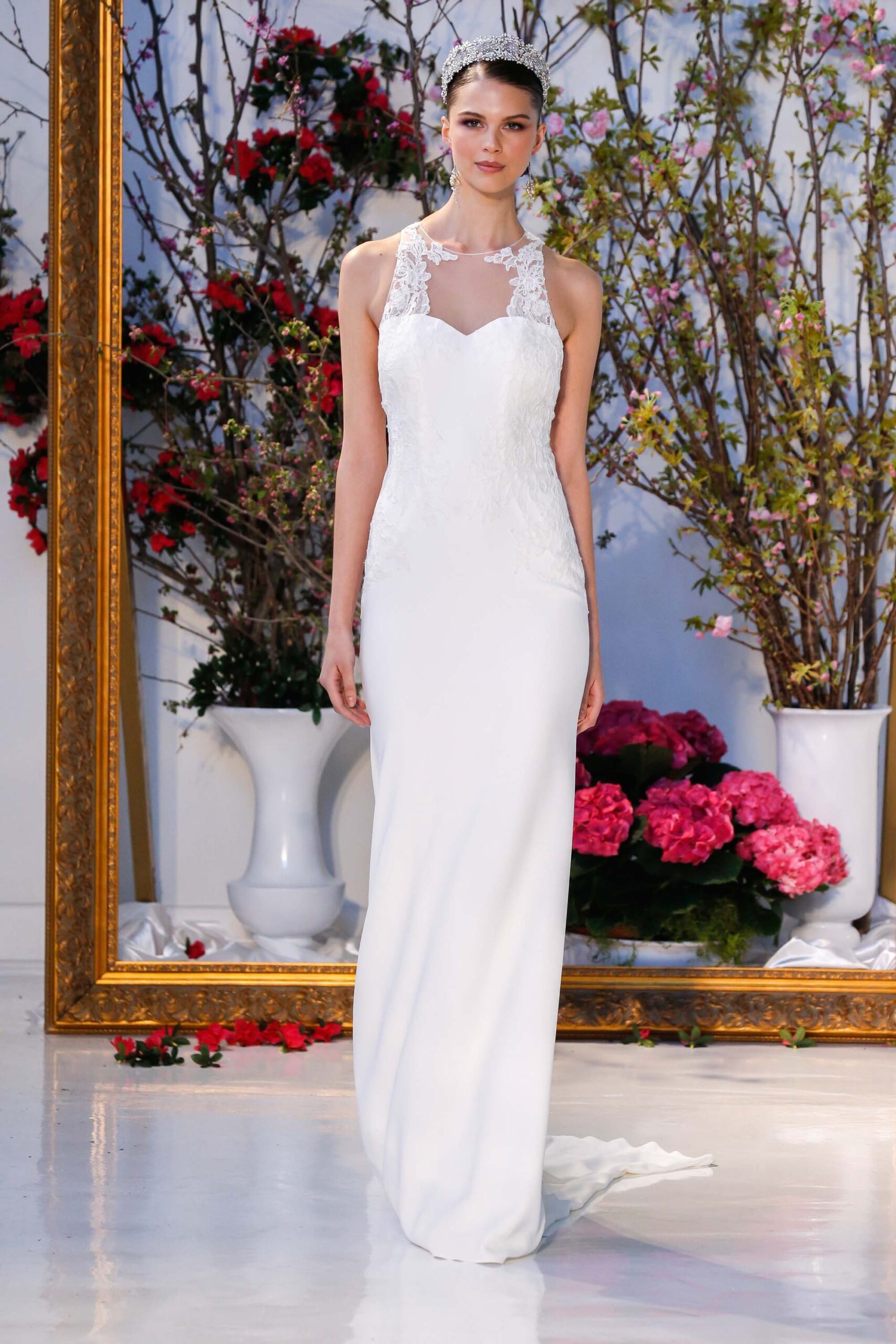 white fitted sleeveless gown