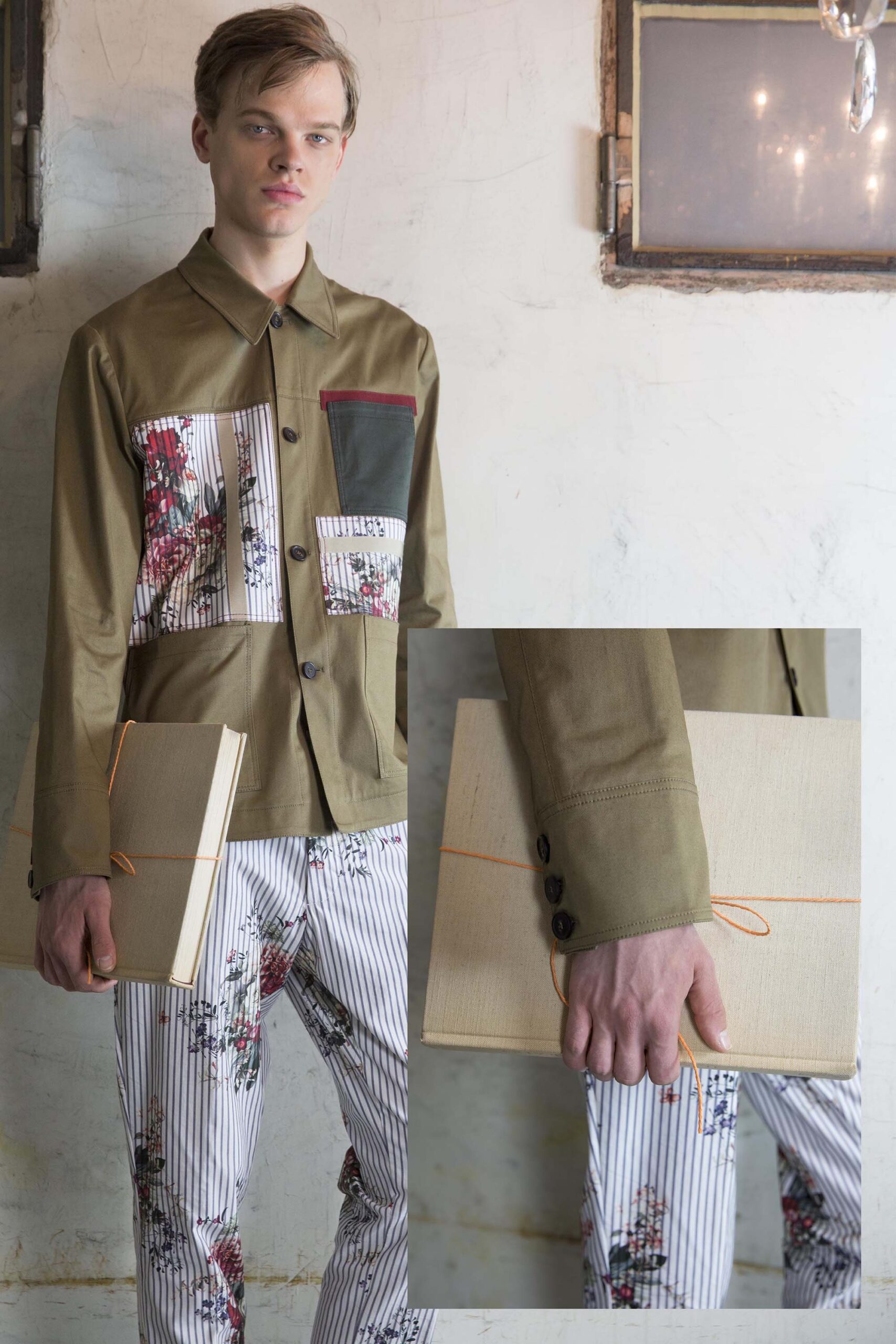 beige cotton zippered bag