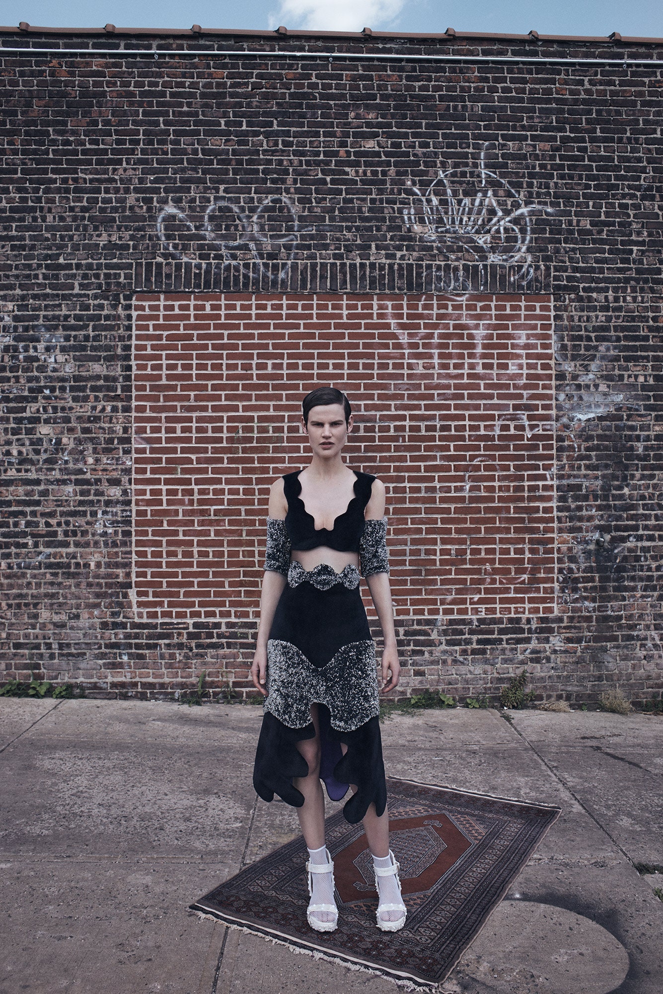 black and white asymmetric dress