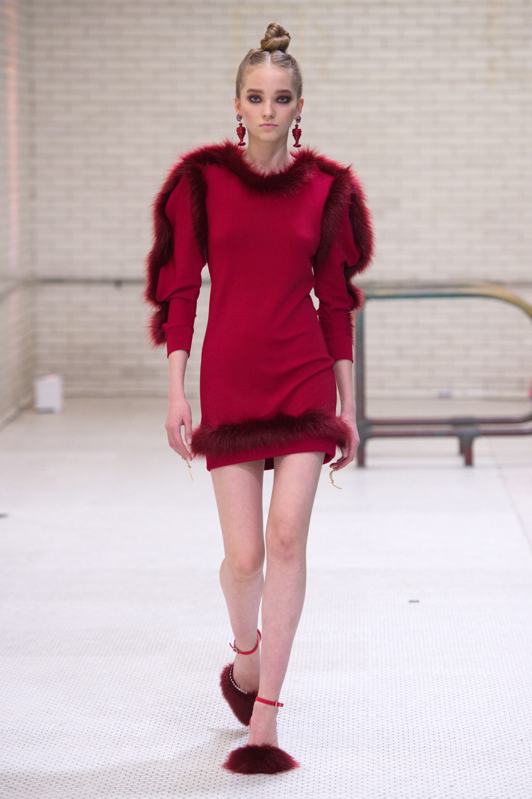fitted red mini dress
